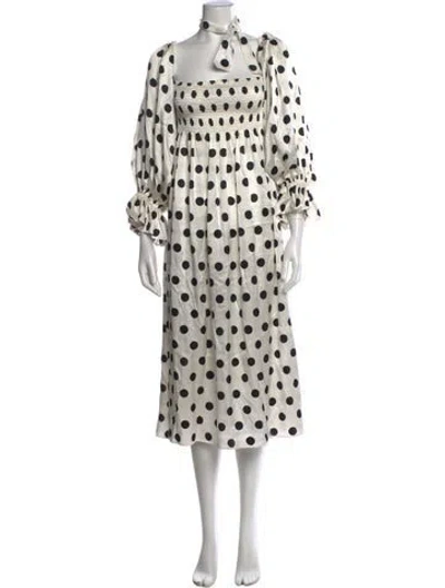 Pre-owned Sleeper Silk Midi Length Dress In White