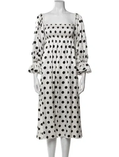 Pre-owned Sleeper Silk Midi Length Dress In White