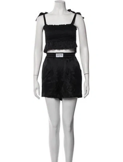 Pre-owned Sleeper Silk Ruffle Embellishment Short Set In Blue