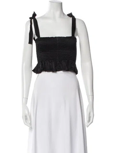 Pre-owned Sleeper Silk Square Neckline Crop Top In White