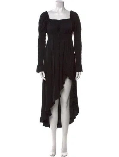 Pre-owned Sleeper Square Neckline Long Dress In Black