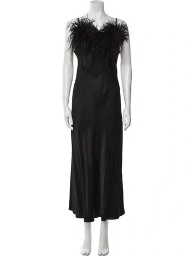 Pre-owned Sleeper Square Neckline Long Dress In Black