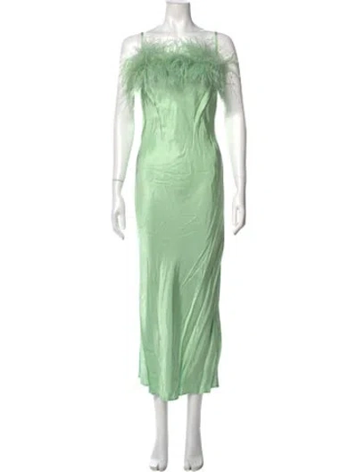 Pre-owned Sleeper Square Neckline Long Dress In Green