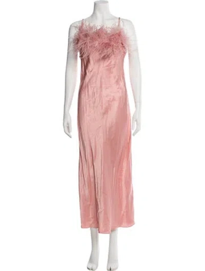 Pre-owned Sleeper Square Neckline Long Dress In Pink