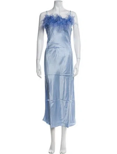 Pre-owned Sleeper Square Neckline Long Dress W/ Tags In Blue