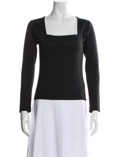 Pre-owned Sleeper Square Neckline Long Sleeve Top In Black