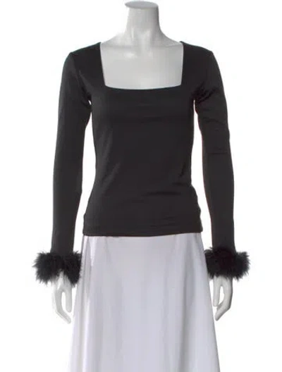Pre-owned Sleeper Square Neckline Long Sleeve Top In Black