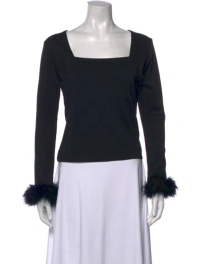 Pre-owned Sleeper Square Neckline Long Sleeve Top In Black