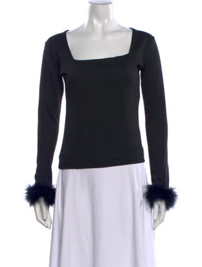 Pre-owned Sleeper Square Neckline Long Sleeve Top In Black