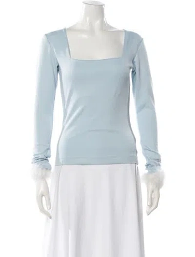 Pre-owned Sleeper Square Neckline Long Sleeve Top In Blue