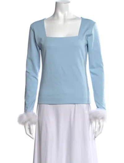 Pre-owned Sleeper Square Neckline Long Sleeve Top In Blue