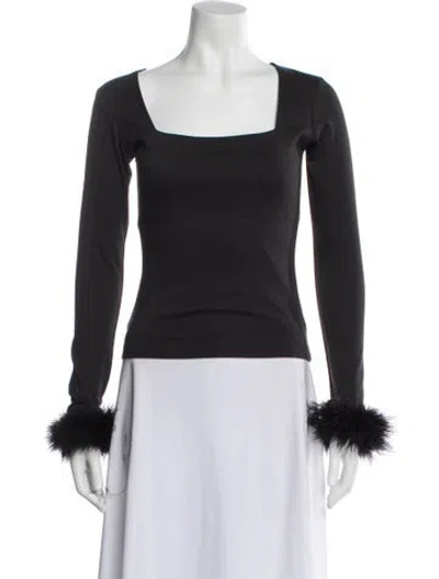 Pre-owned Sleeper Square Neckline Long Sleeve Top In Gray