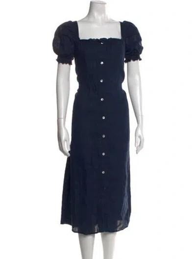 Pre-owned Sleeper Square Neckline Midi Length Dress In Blue