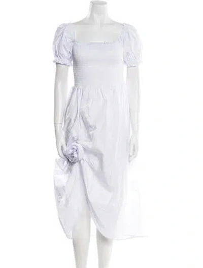 Pre-owned Sleeper Square Neckline Midi Length Dress W/ Tags In White