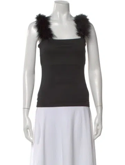 Pre-owned Sleeper Square Neckline Sleeveless Top In Black