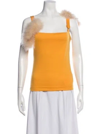 Pre-owned Sleeper Square Neckline Sleeveless Top In Yellow