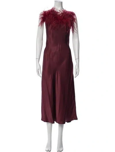 Pre-owned Sleeper Strapless Midi Length Dress In Burgundy