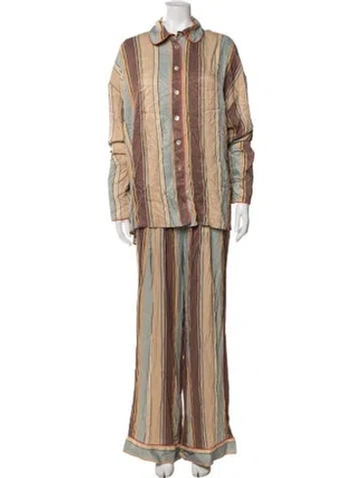 Pre-owned Sleeper Striped Pajamas W/ Tags In Neutral