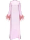Sleeper Suzi Detachable Feather-cuffs Maxi Dress In Pink