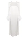 Sleeper Suzi Maxi Dress With Detachable Feathers In White In White