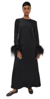 Sleeper Suzi Maxi Dress With Detachable Feathers Black In Black