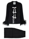Sleeper Party Pajama Set Bows And Feathers In Black