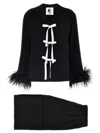 Sleeper Party Pajama Set Bows And Feathers In Black