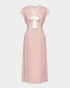 Sleeper The Bow Lace-trim Satin Midi Nightdress In Pink
