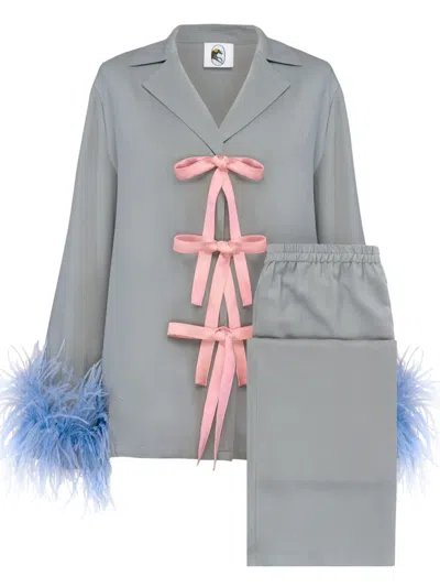 Sleeper The Bow Pajama Set In Grey