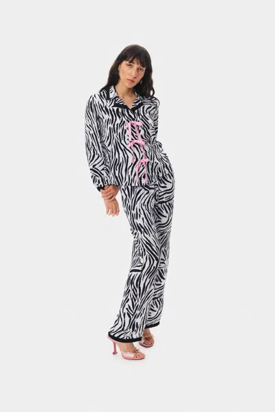 Sleeper The Bow Pajama Set In Zebra Print
