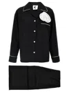 Sleeper The Rose Cotton Pajama Set Black In White/black