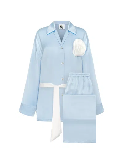 Sleeper The Rose Oversized Pajama Set In Blue