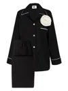 Sleeper The Rose Cotton Pajama Set Black In Black
