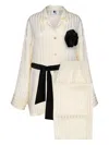 Sleeper The Rose Oversized Satin Pajama Set In Cream In Neutrals