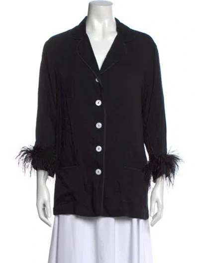 Pre-owned Sleeper Three-quarter Sleeve Button-up Top In Black