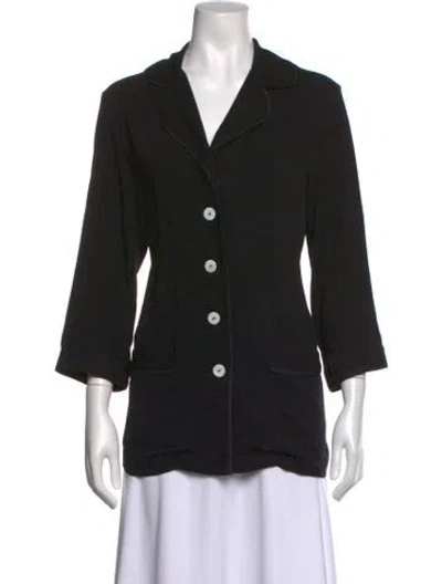 Pre-owned Sleeper Three-quarter Sleeve Button-up Top In Black