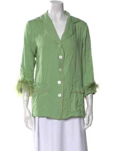Pre-owned Sleeper Three-quarter Sleeve Button-up Top In Green