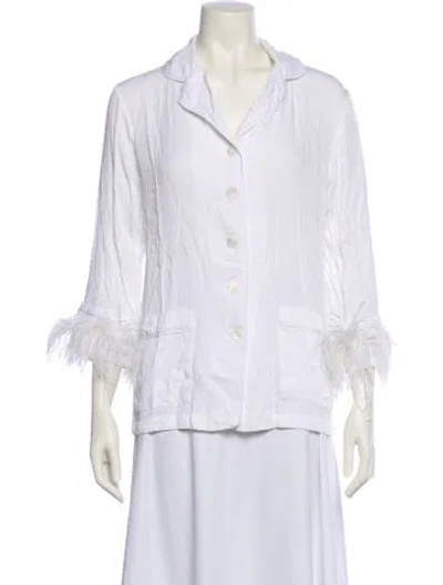 Pre-owned Sleeper Three-quarter Sleeve Button-up Top In White