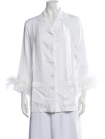 Pre-owned Sleeper Three-quarter Sleeve Button-up Top In White