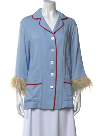 Pre-owned Sleeper Three-quarter Sleeve Top In Blue