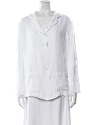 Pre-owned Sleeper Top Feather Trim Pajamas In White