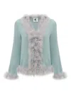 Sleeper Venus In Love Blouse With Feathers In Dove Blue In Blue
