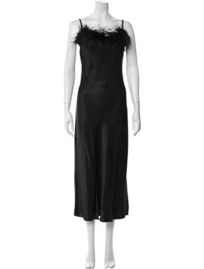 Pre-owned Sleeper V-neck Long Dress In Black