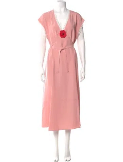 Pre-owned Sleeper V-neck Long Dress In Pink