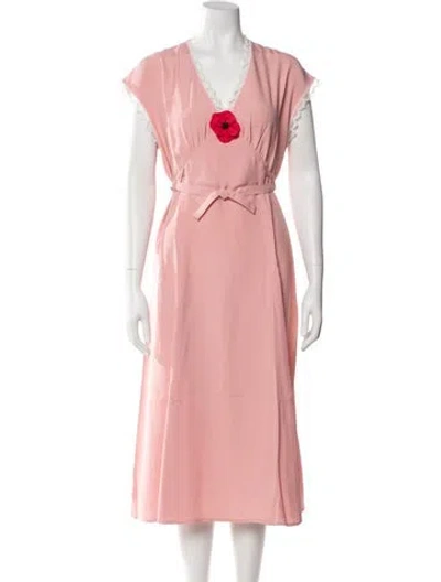 Pre-owned Sleeper V-neck Long Dress In Pink