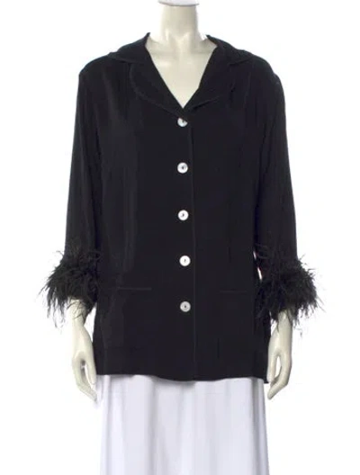 Pre-owned Sleeper V-neck Long Sleeve Blouse In Black
