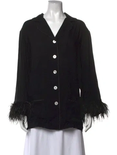 Pre-owned Sleeper V-neck Long Sleeve Blouse In Black