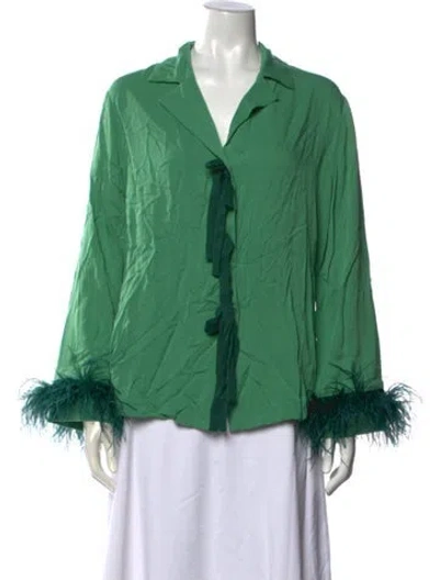 Pre-owned Sleeper V-neck Long Sleeve Blouse W/ Tags In Green