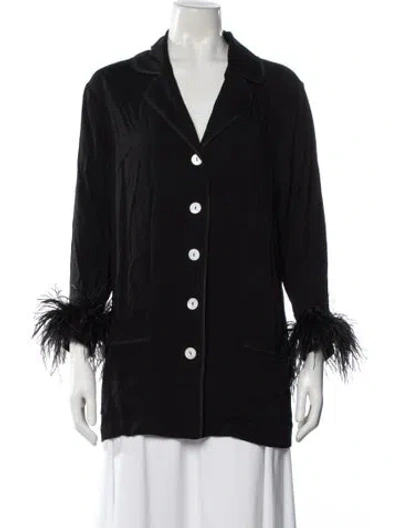 Pre-owned Sleeper V-neck Long Sleeve Button-up Top In Black