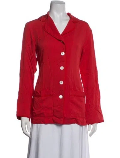 Pre-owned Sleeper V-neck Long Sleeve Button-up Top In Red